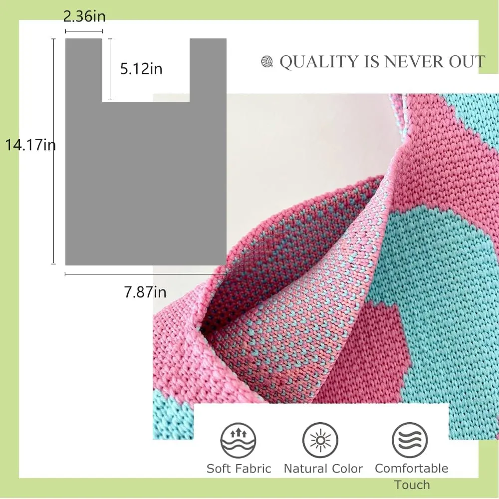 Wrist Bag for Women Sleeve Knot Pouch Crochet Tote Bag Small Cute Wristlet Knitted Bag Portable Purse Gift Bag