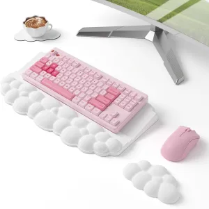 Wrist Rest Keyboard, Cloud Comfortable Memory Foam Wrist Rest for Computer Laptop Mac Mouse, Ergonomic Cloud Keyboard Riser Holder for Office Home and Pain Relief