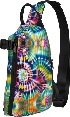 WURTON Exotic Tribe Tie Dye Style Print Crossbody Backpack Cross Pack Lightweight Sling Bag Travel, Hiking