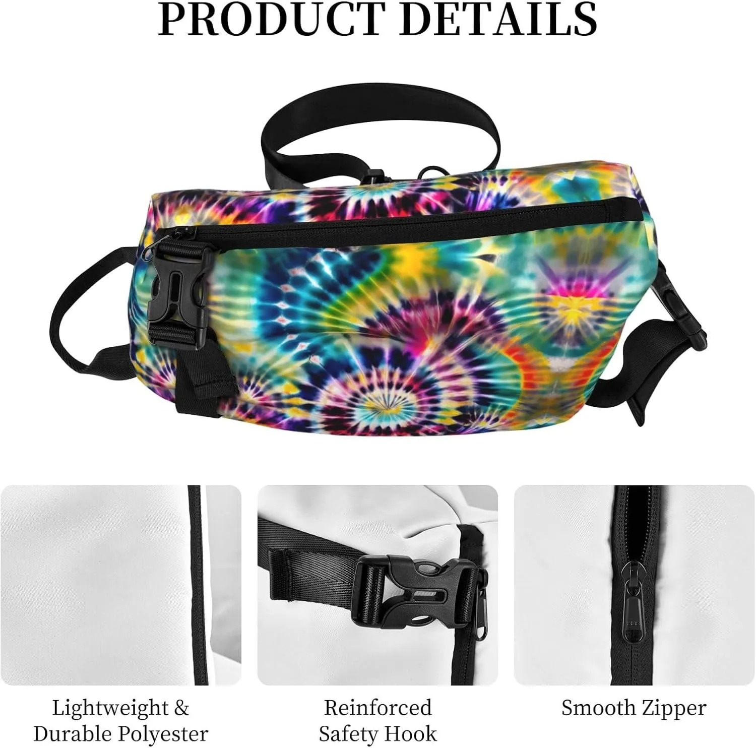 WURTON Exotic Tribe Tie Dye Style Print Crossbody Backpack Cross Pack Lightweight Sling Bag Travel, Hiking