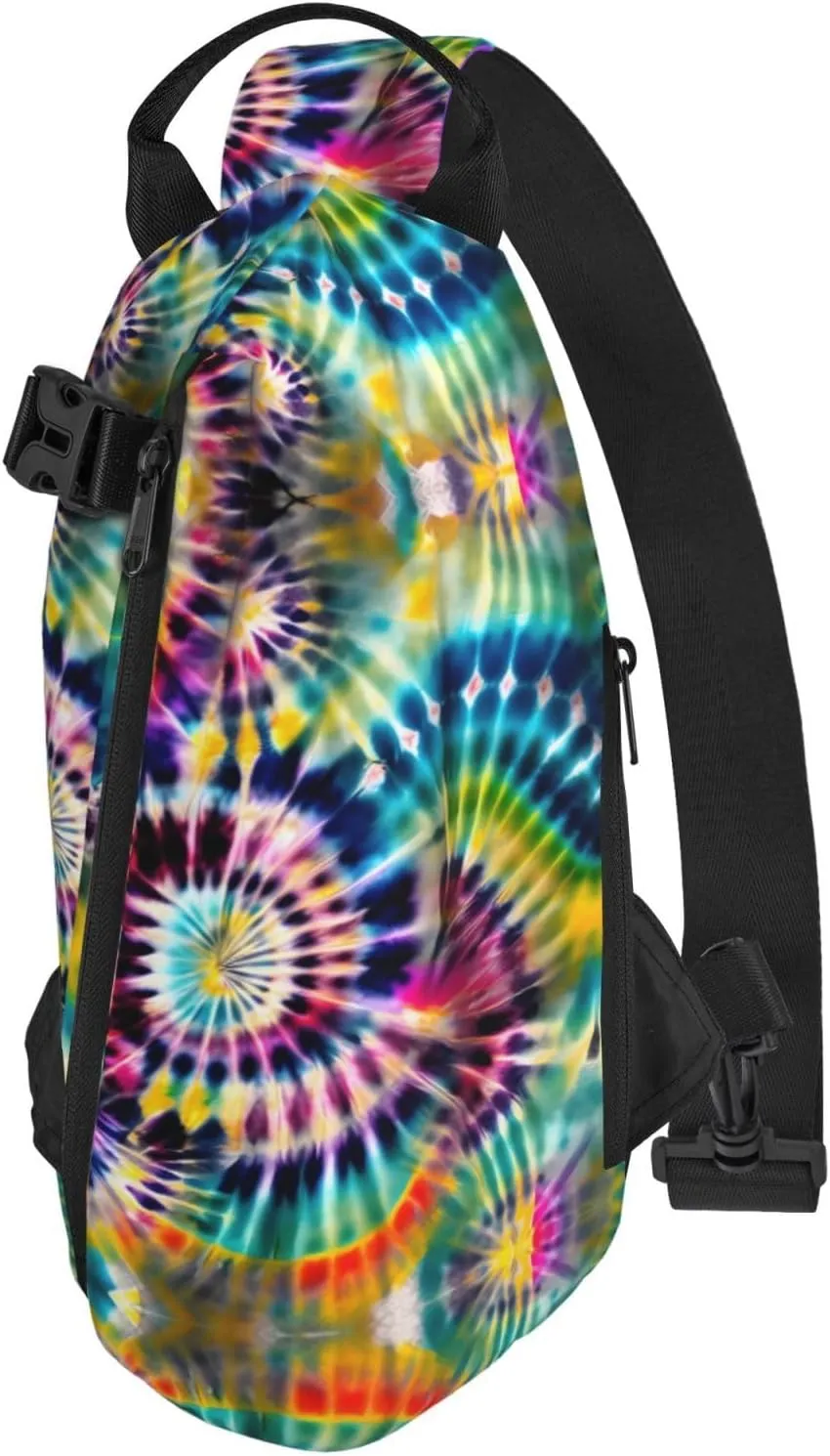 WURTON Exotic Tribe Tie Dye Style Print Crossbody Backpack Cross Pack Lightweight Sling Bag Travel, Hiking
