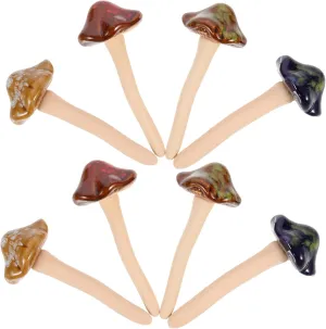 Yard Ceramic Mushroom 8pcs Glaze Mushroom Figurines Small Decoration for Garden Easy to Move for Flowerpot Photography