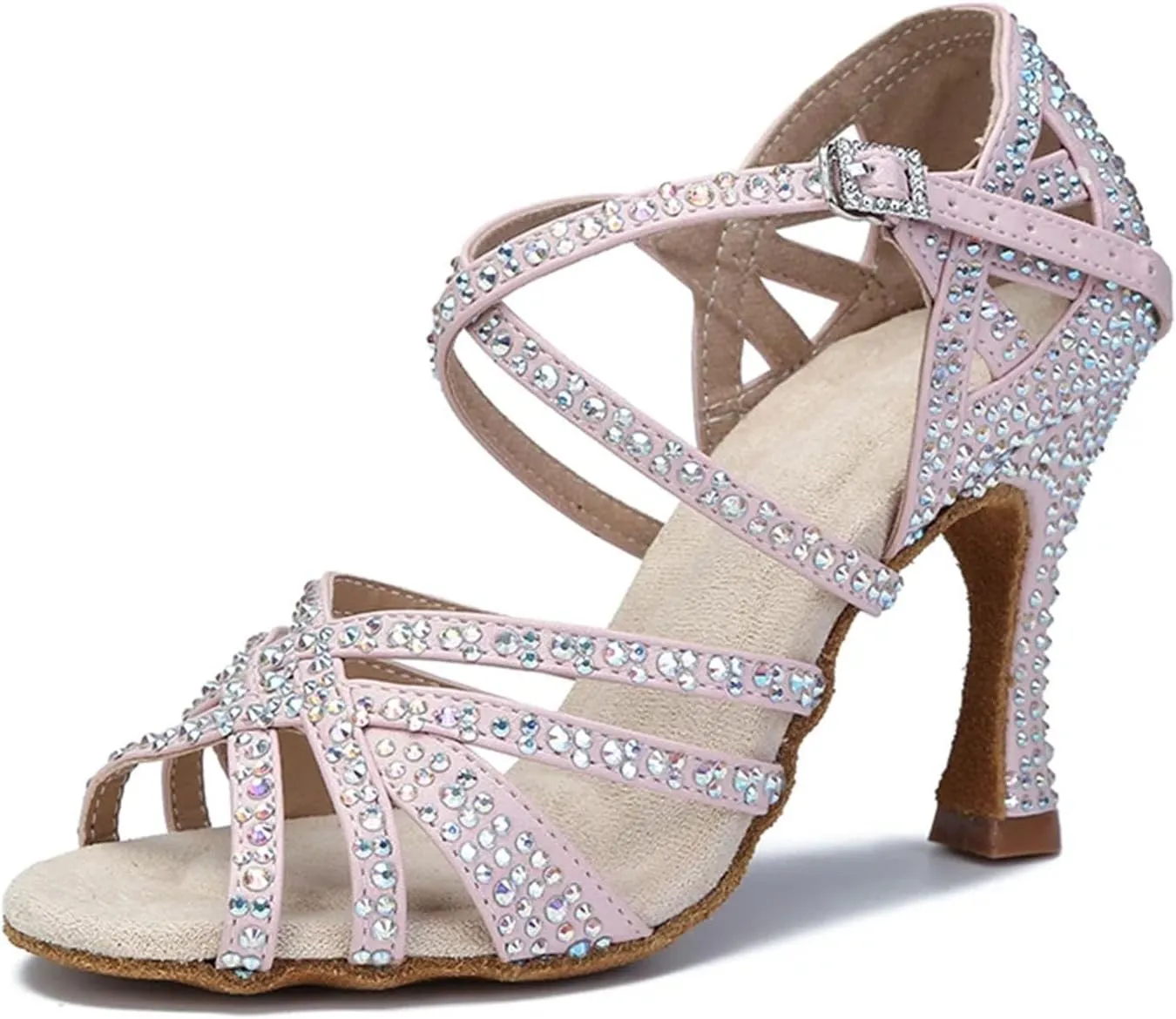 Yellow Latin Dance Shoes - Salsa, Tango Sandals with 9CM (3.54") Heels for Ballroom, Pink Wedding
