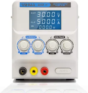 YIHUA 305D-IV Regulated Variable DC Lab Power Supply 0-5A 0-30V Low Noise Bench Switch Mode Power Supply with Alligator Clips, High Precision for R&D, Labs, Laptops, Phone Repair & Electronic DIY