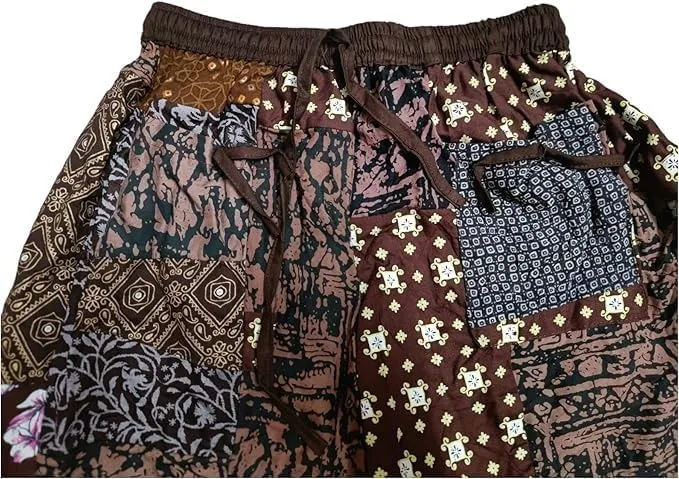 YILLE Boho Patchwork Harem Pants for Women, Casual Loose Fit Hippie Yoga Joggers with Pockets, Bohemian Lounge Comfy Palazzo
