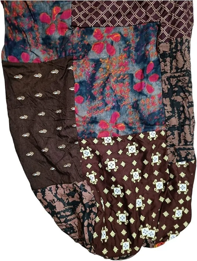YILLE Boho Patchwork Harem Pants for Women, Casual Loose Fit Hippie Yoga Joggers with Pockets, Bohemian Lounge Comfy Palazzo