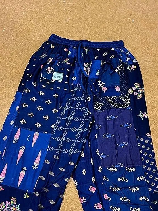 YILLE Boho Patchwork Harem Pants for Women, Casual Loose Fit Hippie Yoga Joggers with Pockets, Bohemian Lounge Comfy Palazzo