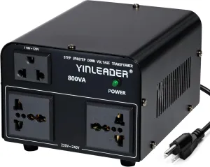 Yinleader 800W Voltage Converter Step Up 110V-120V to 220V-240V & Step Down 220V-240V to 110V-120V Power Transformer w/US Power Cord,Circuit Breaker Protection (VTUS-800)