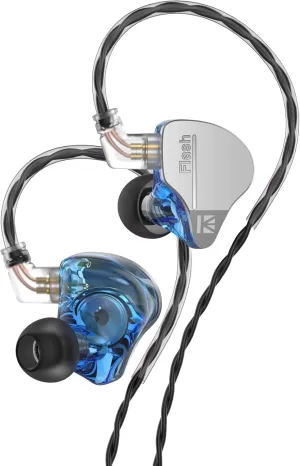 YINYOO KBEAR Flash Wired Earbuds, Gaming Earbuds, 3.5mm Plug in Ear Headphones, 1DD 1BA Hybrid in Ear Monitors, IEM Earphones with Tangle-Free Cable for Laptop PC Computer (Without mic, Blue)