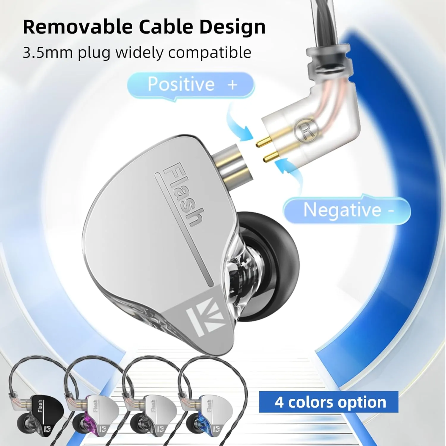 YINYOO KBEAR Flash Wired Earbuds, Gaming Earbuds, 3.5mm Plug in Ear Headphones, 1DD 1BA Hybrid in Ear Monitors, IEM Earphones with Tangle-Free Cable for Laptop PC Computer (Without mic, Gray)