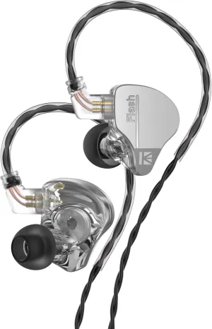 YINYOO KBEAR Flash Wired Earbuds, Gaming Earbuds, 3.5mm Plug in Ear Headphones, 1DD 1BA Hybrid in Ear Monitors, IEM Earphones with Tangle-Free Cable for Laptop PC Computer (Without mic, Gray)