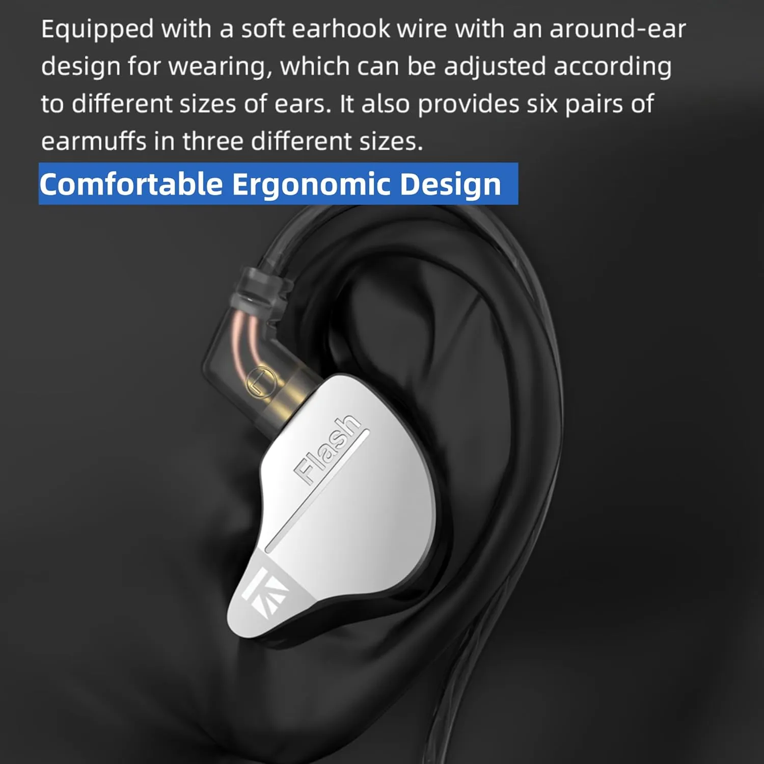 YINYOO KBEAR Flash Wired Earbuds, Gaming Earbuds, 3.5mm Plug in Ear Headphones, 1DD 1BA Hybrid in Ear Monitors, IEM Earphones with Tangle-Free Cable for Laptop PC Computer (Without mic, Gray)