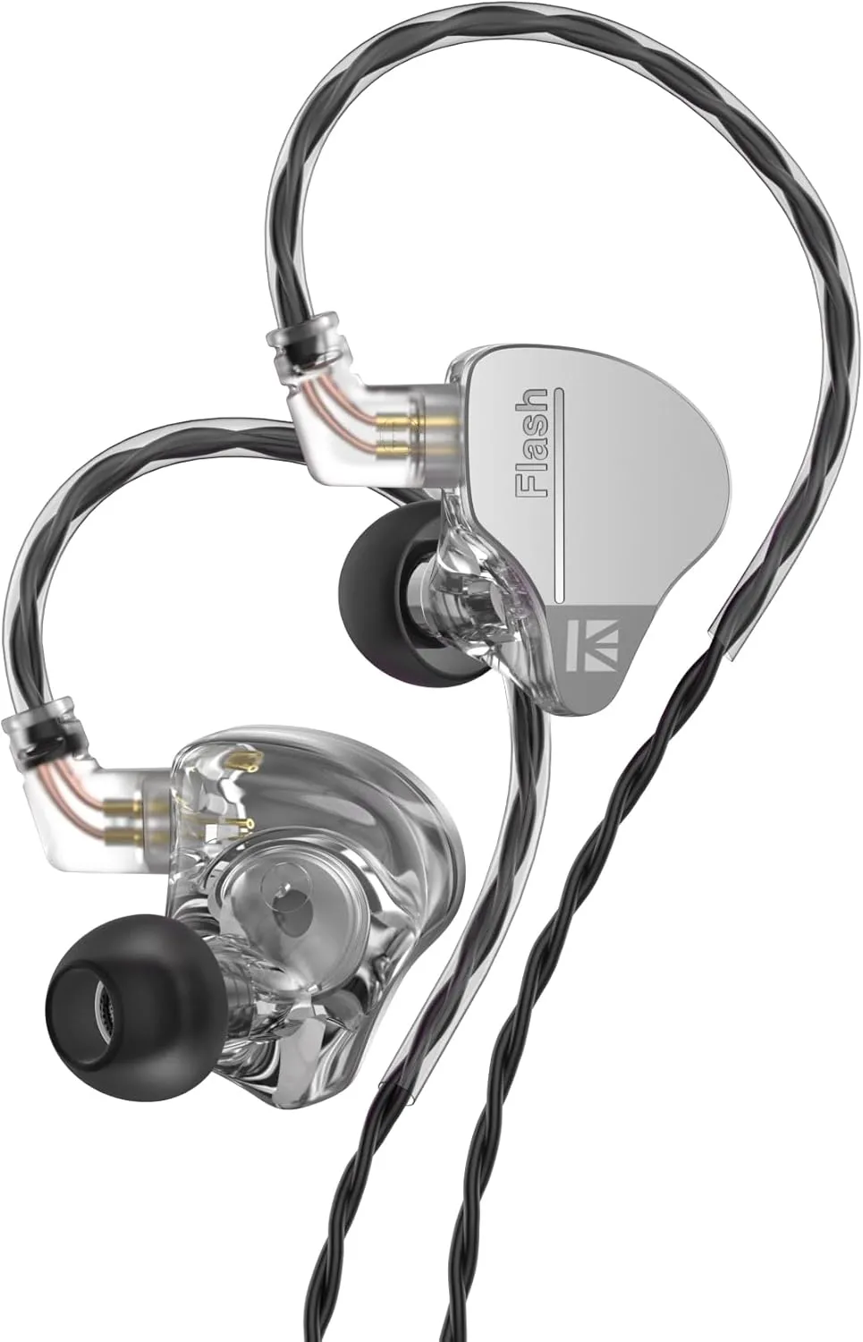 YINYOO KBEAR Flash Wired Earbuds, Gaming Earbuds, 3.5mm Plug in Ear Headphones, 1DD 1BA Hybrid in Ear Monitors, IEM Earphones with Tangle-Free Cable for Laptop PC Computer (Without mic, Gray)