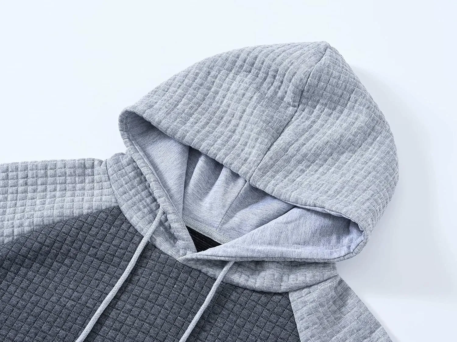 Yundobop Men's Pullover Hoodies Plaid Jacquard Long Sleeve Drawstring Hipster Casual Hooded Sweatshirts with Kanga Pockets