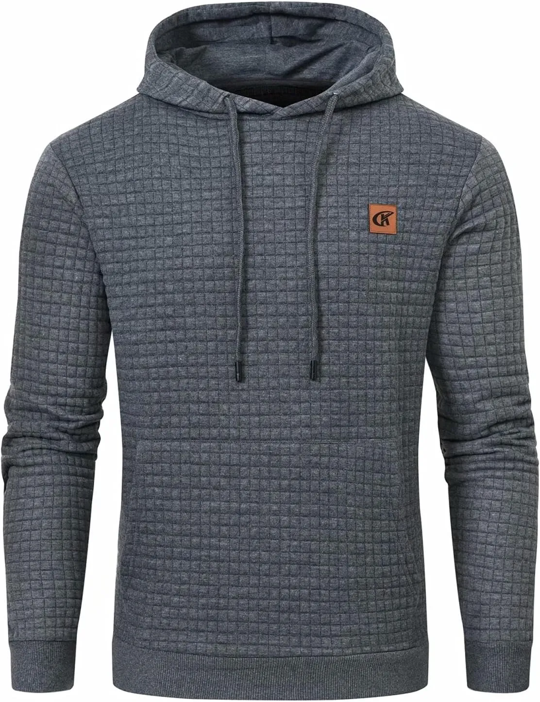 Yundobop Men's Pullover Hoodies Plaid Jacquard Long Sleeve Drawstring Hipster Casual Hooded Sweatshirts with Kanga Pockets