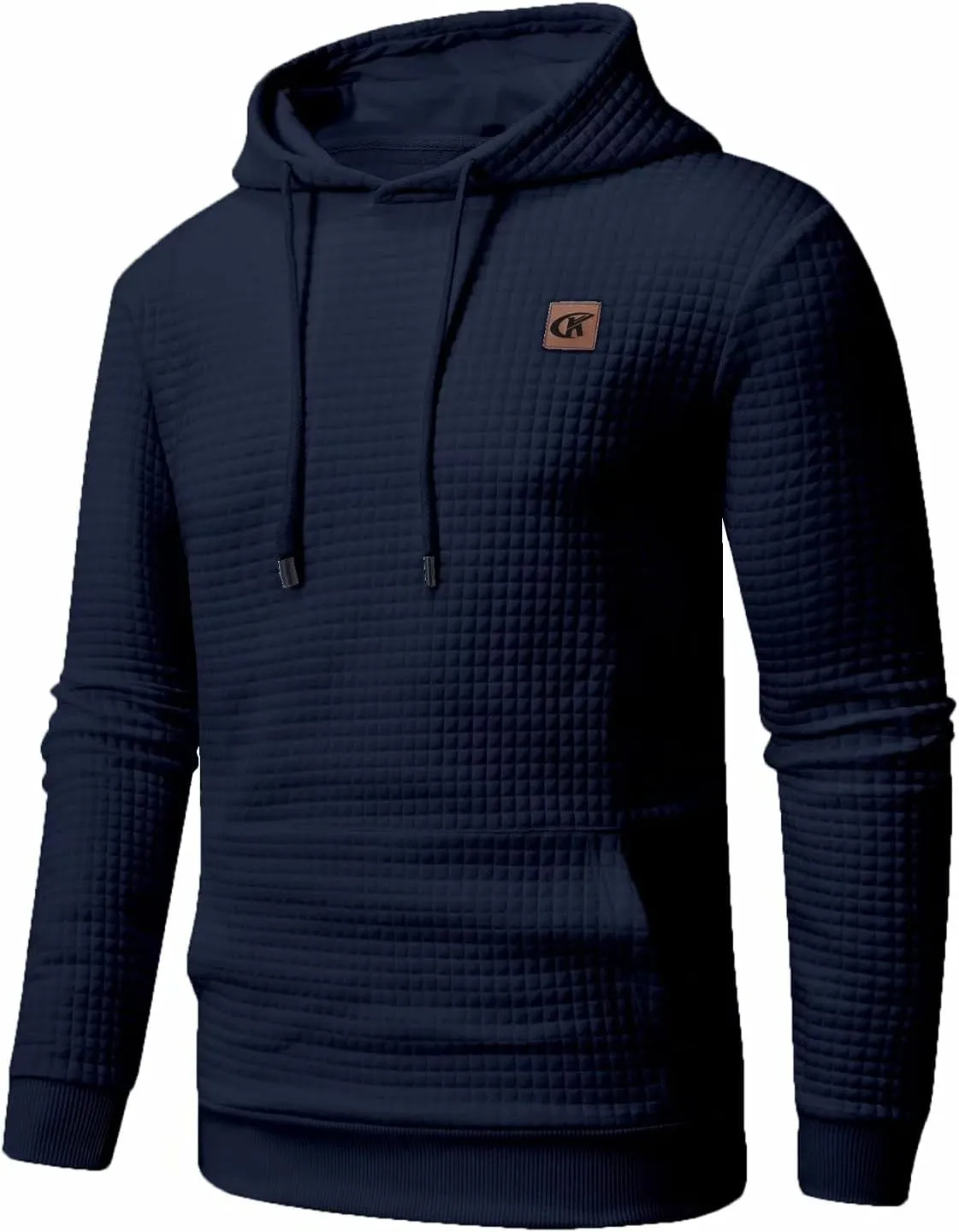 Yundobop Men's Pullover Hoodies Plaid Jacquard Long Sleeve Drawstring Hipster Casual Hooded Sweatshirts with Kanga Pockets