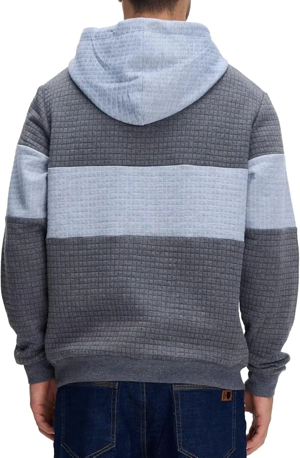 Yundobop Men's Pullover Hoodies Plaid Jacquard Long Sleeve Drawstring Hipster Casual Hooded Sweatshirts with Kanga Pockets