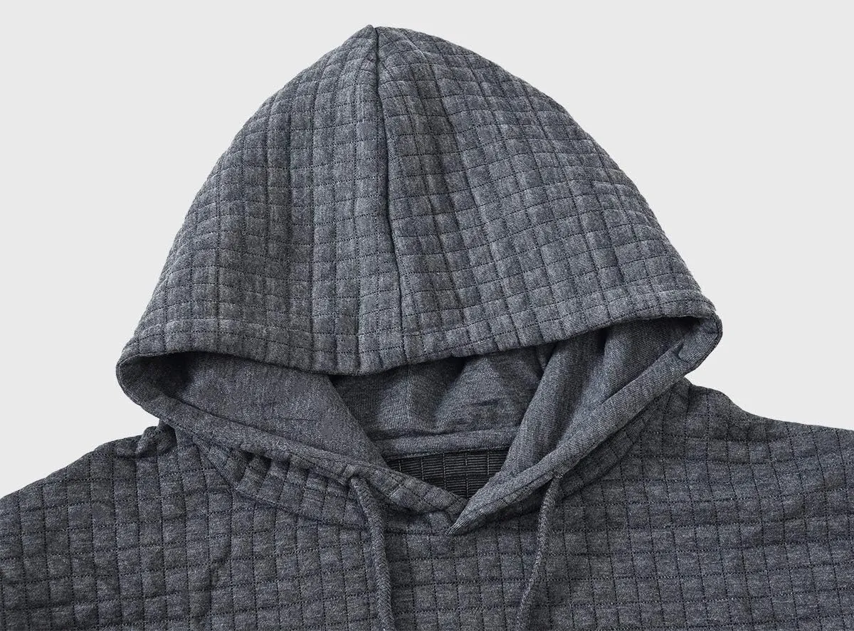 Yundobop Men's Pullover Hoodies Plaid Jacquard Long Sleeve Drawstring Hipster Casual Hooded Sweatshirts with Kanga Pockets
