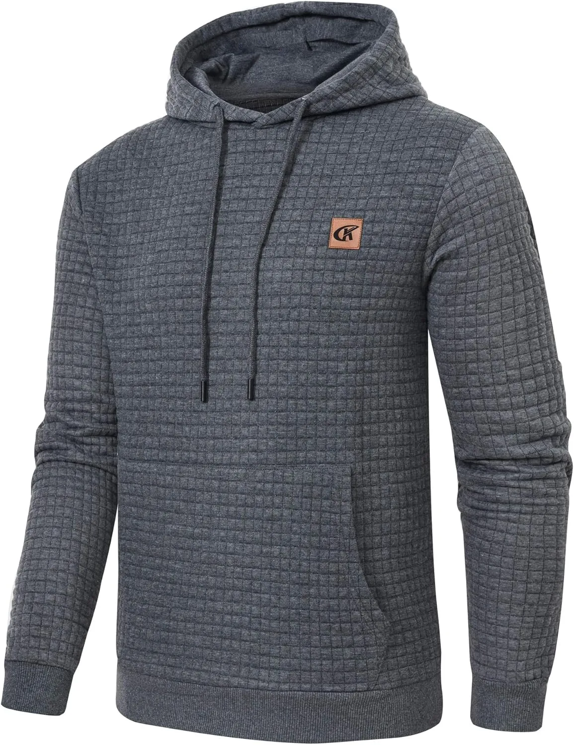 Yundobop Men's Pullover Hoodies Plaid Jacquard Long Sleeve Drawstring Hipster Casual Hooded Sweatshirts with Kanga Pockets