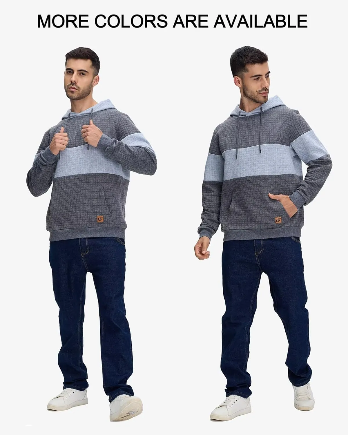 Yundobop Men's Pullover Hoodies Plaid Jacquard Long Sleeve Drawstring Hipster Casual Hooded Sweatshirts with Kanga Pockets