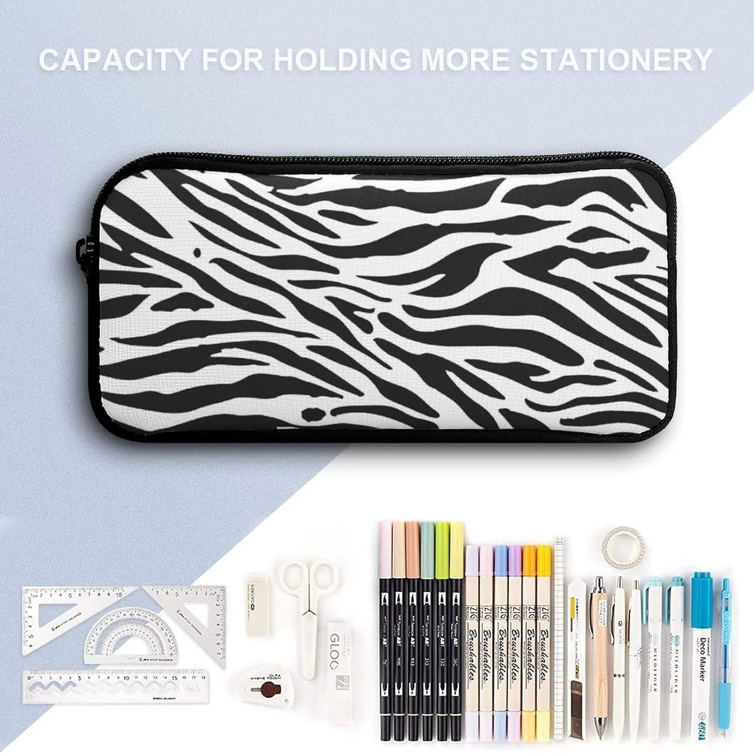 Zebra Backpack with Lunch Box & Pencil Case, 16 Inch Cute Zebras Themed Bookbag, Adjustable Lightweight Large Capacity, Colorful Daily Casual Backpacks Set with Lunch Bag