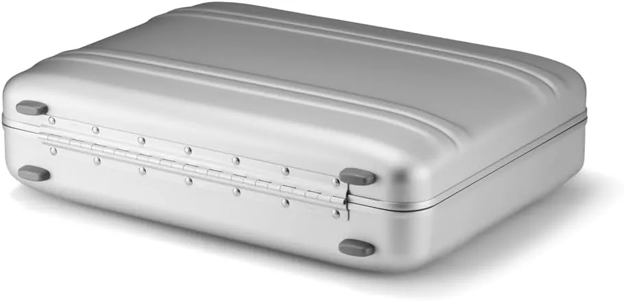 ZERO Halliburton Classic Aluminum 3.0 Medium Briefcase, Top Carry Handle, Organizational Sleeve, Fits 15.6 Laptop/B4 files, Single-Lock System, Iconic Double Rib Design, Hardside Attache, Silver