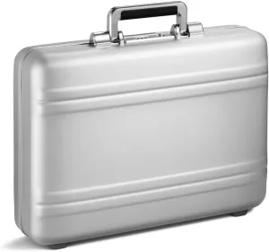 ZERO Halliburton Classic Aluminum 3.0 Medium Briefcase, Top Carry Handle, Organizational Sleeve, Fits 15.6 Laptop/B4 files, Single-Lock System, Iconic Double Rib Design, Hardside Attache, Silver