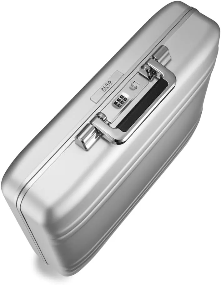 ZERO Halliburton Classic Aluminum 3.0 Medium Briefcase, Top Carry Handle, Organizational Sleeve, Fits 15.6 Laptop/B4 files, Single-Lock System, Iconic Double Rib Design, Hardside Attache, Silver