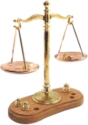 Zerodeko 1PC Dollhouse Mini Balance Scales with 6 Weights, 1: 12 Scale Retro Mini Justice Scale Model, Kids Science Toys for Dollhouse Scenes Cake Decoration