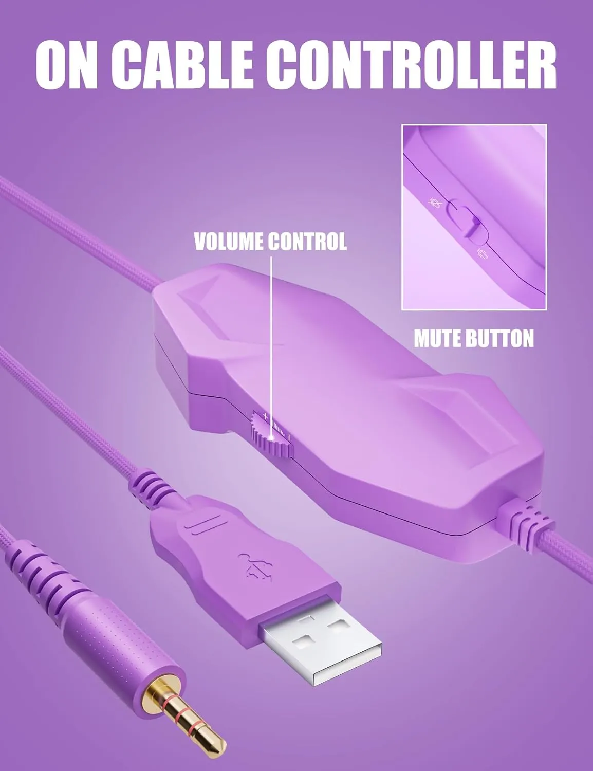 ZIUMIER Purple Gaming Headset with Microphone, Compatible with PS4 PS5 Xbox One PC Laptop, Over-Ear Headphones with LED RGB Light, Noise Canceling Mic, Stereo Surround Sound (Purple)