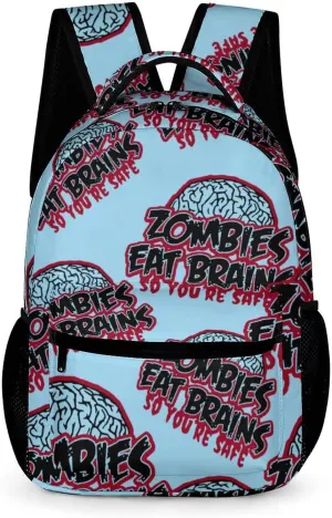 Zombies Eat Brains Cute Backpack Travel Bag Small Back Packs Funny Print Mini Daypack